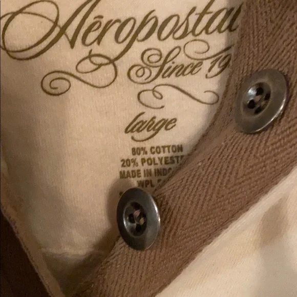AEROPOSTAL CREAM 1/4 BUTTON UP HH5 - Picture 2 of 4